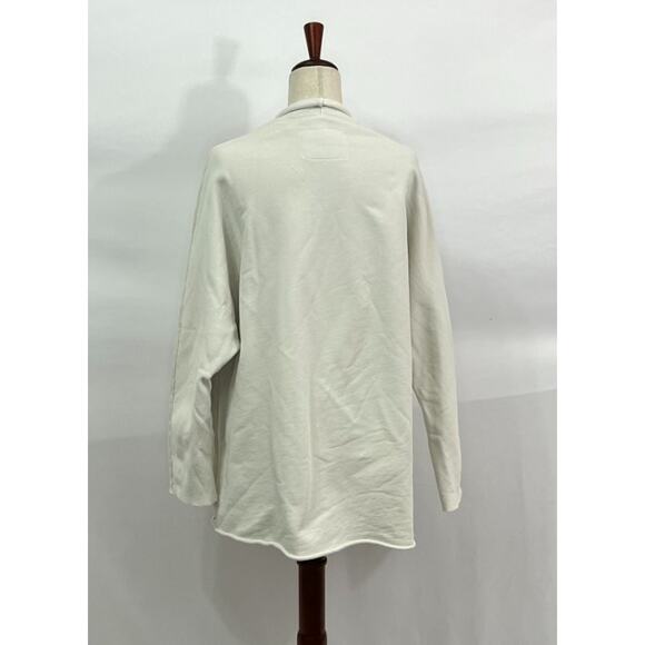 FRANK & EILEEN Sz L Large Beach Cardigan Open Front Triple Fleece Vintage White - Picture 5 of 11